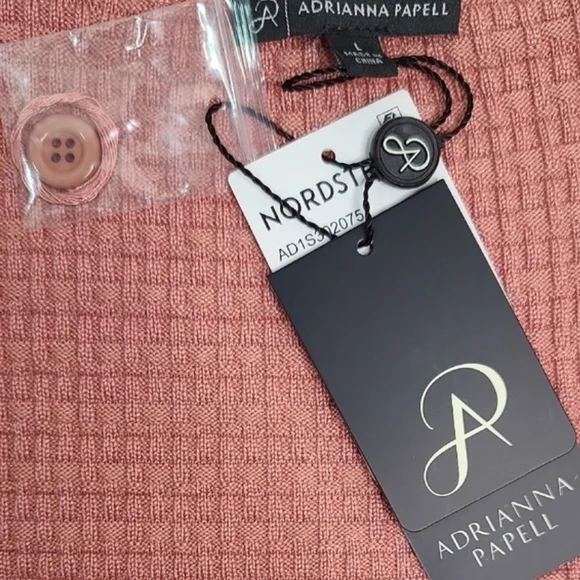 Adrianna Papell Desert Rose Coral Button-Up Cardigan Lg - Picture 3 of 5